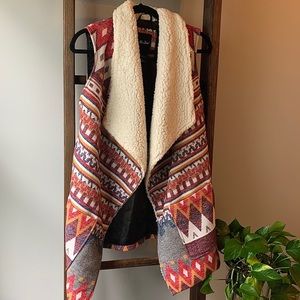 Me Jane Tribal Print Warm & Cozy Vest for Fall